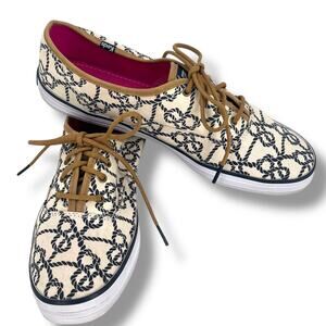 KEDS Woman's 'Champion Knot' Print Canvas Sneakers 10 Nautical Beach Sailing
